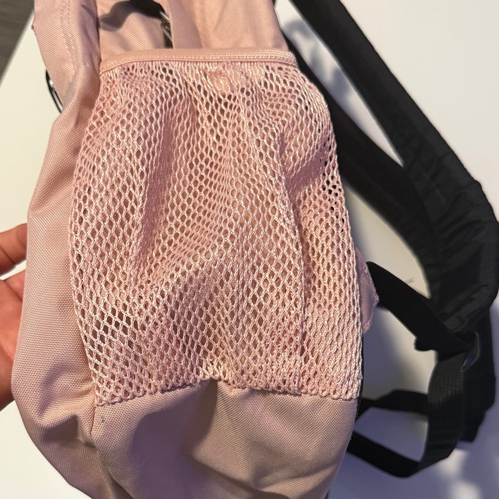 Jansport Light Pink and black Backpack so cute , big student - Picture 6 of 12
